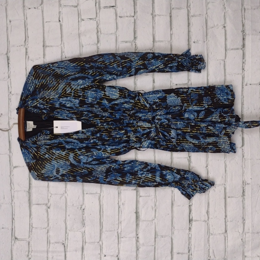 HEMANT AND NANDITA X REVOLVE Nitara Romper in Blue Floral - Picture 3 of 5